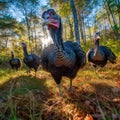 Turkeys in the Clearing Royalty Free Stock Photo