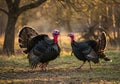 Turkeys Roaming in Forest Royalty Free Stock Photo