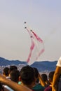 Turkish acrobatic aviation squadron flying over Izmir Turkey