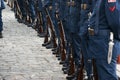 Turkish Air force soldiers waiting on line with rifles