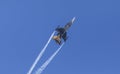 Turkish Air Force Solo Aerobatics Display Team Solo Turk performs. Solo Turk airplane is a F-16 C Royalty Free Stock Photo