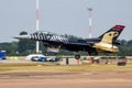 Turkish Air Force special livery SoloTurk Lockheed Martin F-16C Fighting Falcon 88-0032 fighter jet display at RIAT Royal Royalty Free Stock Photo