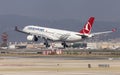 Turkish Airlines Airbus A330 Landing at Barcelona Royalty Free Stock Photo