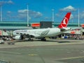 Turkish Airlines Airbus A330 parked at gate Royalty Free Stock Photo