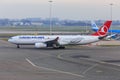 Turkish Airlines Airbus A330 at Schiphol Royalty Free Stock Photo