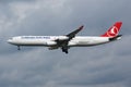 Turkish Airlines Airbus A340-300 TC-JIH passenger plane landing at Frankfurt airport