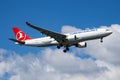 Turkish Airlines Airbus A330-200 TC-JIP passenger plane landing at Istanbul Ataturk Airport Royalty Free Stock Photo