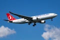 Turkish Airlines Airbus A330-200 TC-JIP passenger plane landing at Istanbul Ataturk Airport Royalty Free Stock Photo