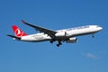 Turkish Airlines Airbus A330-300 TC-LOG passenger plane landing at Istanbul Ataturk Airport Royalty Free Stock Photo