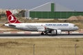 Turkish airlines arriving from Istanbul Royalty Free Stock Photo