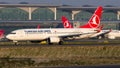 Turkish Airlines B737-800 Departing Istanbul Royalty Free Stock Photo