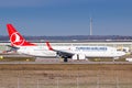 Turkish Airlines Boeing 737 airplane at Stuttgart airport Royalty Free Stock Photo