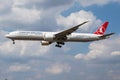 Turkish Airlines Boeing 777-300ER TC-JJO passenger plane landing at London Heathrow Airport