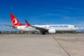 Turkish Airlines Boeing 737 MAX 8 airplane Stuttgart airport in Germany Royalty Free Stock Photo