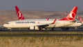 Turkish Airlines B737-800 Landing in Istanbul Royalty Free Stock Photo