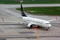 Turkish Airlines Boeing 737-800 TC-JFH wearing Star Alliance paint scheme taxiing at Sheremetyevo international airport. Royalty Free Stock Photo
