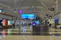 Turkish Airlines check-in baggage drop counter K, L, M & commercial retail travel tourist desks at New Istanbul Airport, Turkey