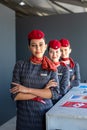 Turkish Airlines stewardesses at Teknofest Ankara. Cabin crew members, smiling women portrait.