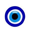 Turkish Amulet against the evil eye, blue Turkish eye Nazar Bonkugu from glass. flat vector illustration