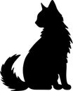 Turkish Angora Cat Black Silhouette Generative Ai