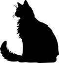 Turkish Angora Cat Black Silhouette Generative Ai