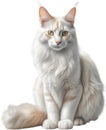 Turkish Angora cat, Colored-pencil sketch of a Turkish Angora cat. AI-Generated.