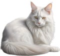 Turkish Angora cat, Colored-pencil sketch of a Turkish Angora cat. AI-Generated.