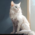 Turkish Angora Cat Illustration