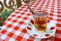 Turkish apple tea on table Royalty Free Stock Photo
