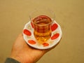 Turkish apple tea in a Turkish glass Royalty Free Stock Photo