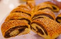 Turkish ay coregi croissant with chocolate cocoa Royalty Free Stock Photo