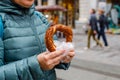 Turkish bagels simit on bagel tray. Istanbul Royalty Free Stock Photo