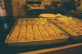 Turkish baklava on the cafe window