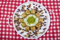 Turkish baklava with pistachio. Baklava with pistachio in the plates. Desserts with sugar syrup Royalty Free Stock Photo