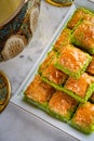 Close-up photo of a baklava dish Turkish Royalty Free Stock Photo