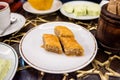 Turkish baklava with walnuts Royalty Free Stock Photo