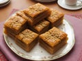 Turkish baklawa served on plate.