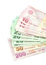 Turkish banknotes. Turkish Lira ( TL ) on white background Royalty Free Stock Photo