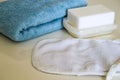 Turkish bath and bath materials, bath towel and turkish soap, take a bath, make a bath to relax, take a shower, Royalty Free Stock Photo