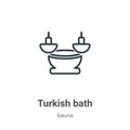 Turkish bath outline vector icon. Thin line black turkish bath icon, flat vector simple element illustration from editable sauna Royalty Free Stock Photo