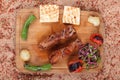 Turkish beef barbecue and fresh vegetables Royalty Free Stock Photo