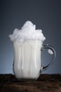 Turkish beverage ayran with foam