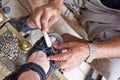 Turkish bootblack at work Royalty Free Stock Photo