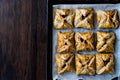 Turkish Borek made with mille feuille and minced meat. Royalty Free Stock Photo