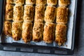 Turkish Borek with Sesame Seeds in Baking Tray / Burek Royalty Free Stock Photo