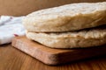 Turkish Bread Bazlama on wooden surface. Royalty Free Stock Photo