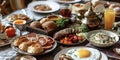 turkish breakfast, full table of turkish food