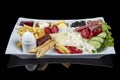 Turkish breakfast plate. Traditional delicious Turkish breakfast, food concept photo. Decoupage on a black background