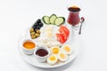Turkish breakfast on a white background. Turkish traditional cuisine Royalty Free Stock Photo