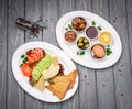 Turkish breakfast on a wooden table Royalty Free Stock Photo